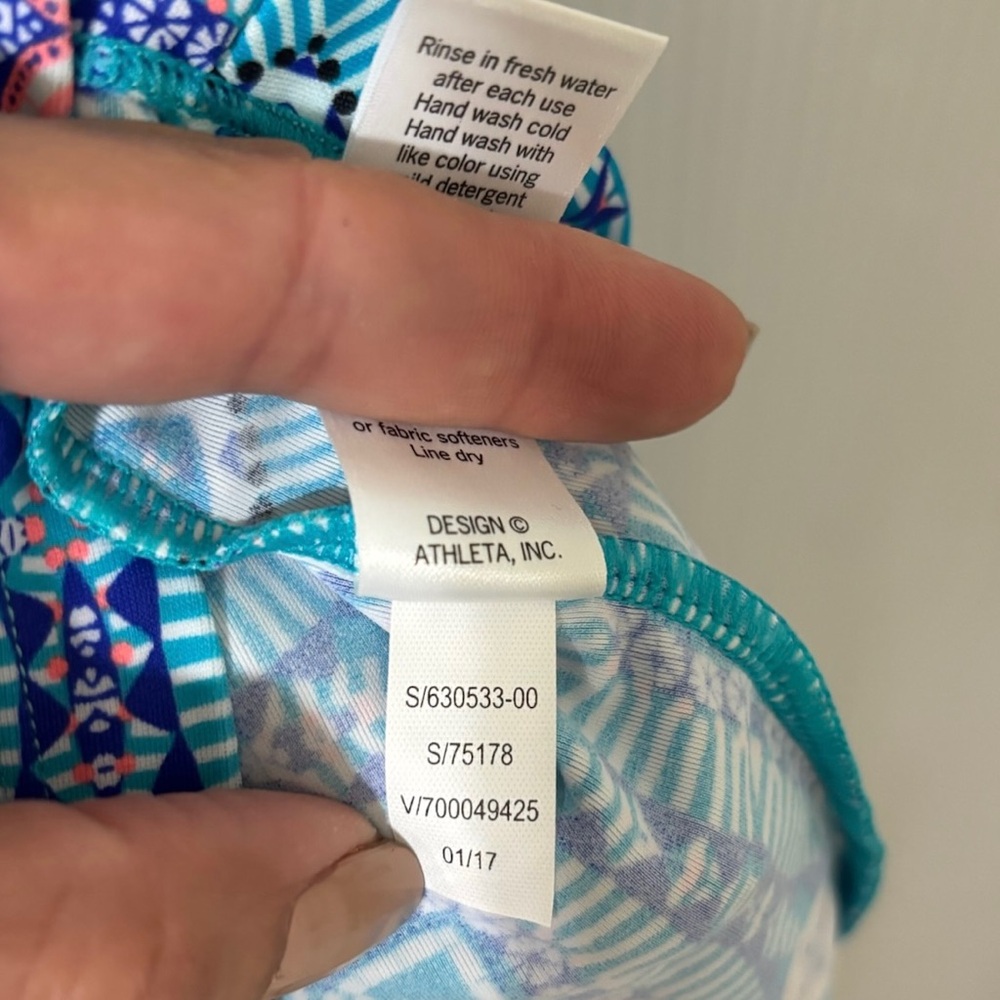 Athleta Size S Printed Kokomo Swim Dress Sleeveless Blue - Picture 4 of 4